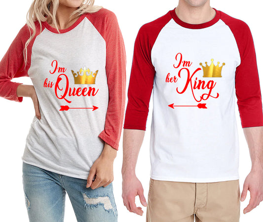 2 3/4 SLEEVE SHIRTS, WITH A PRINT OF THE KING AND QUEEN IN LOVE, FOR MEN AND WOMEN.